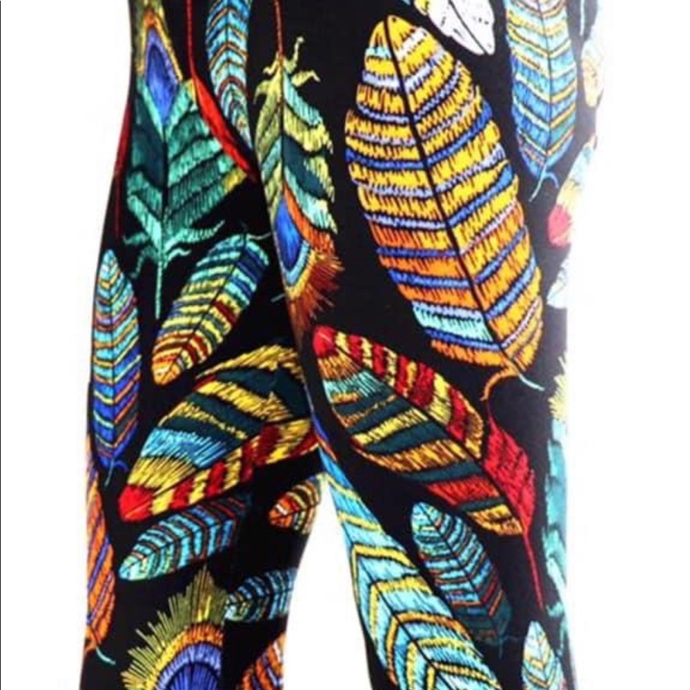 Womens One Size Feather Leggings